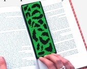 Leopard Print Cross Stitch Pattern PDF Lime Green Bookmark