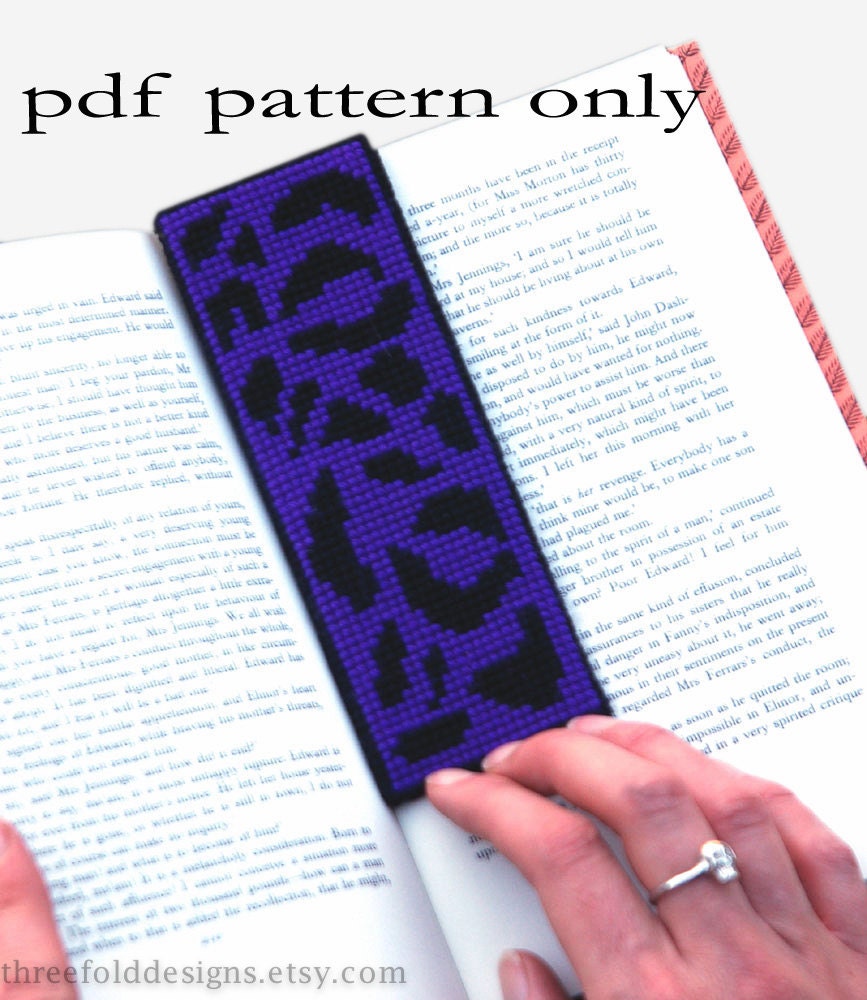 Leopard Print Cross Stitch Pattern PDF Purple Bookmark