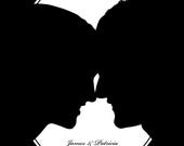 Custom Wedding Portrait Silhouette for Wedding or Anniversary (8x10)