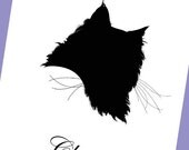 Custom PET Silhouette Portrait Cat or Dog (8x10 Black and White)