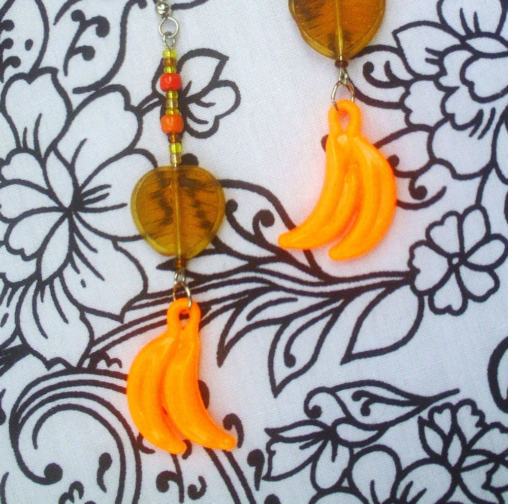 tropical banana earrings in orange