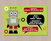 Robot Boy Birthday Party Invitations