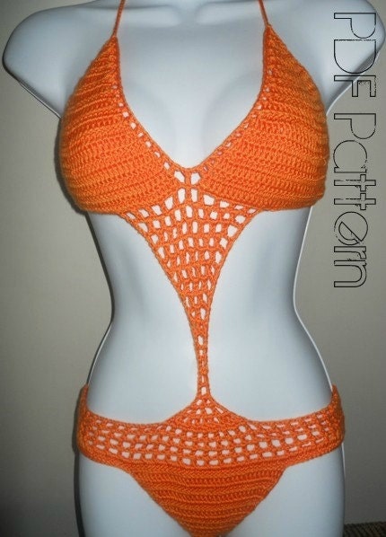 Crochet Monokini Pattern-Crochet Swimwear-PFD Pattern
