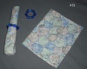 Pair of Cloth Napkins with Napkin Rings Shades of Blue Eco Friendly Reusable Fabric Dining Home Kitchen Dinner Lunch Party Picnic