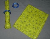 Pair of Cloth Napkins with Napkin Rings Greens Your Choice Eco Friendly Reusable Fabric Dinner Dining Lunch Kitchen Home Picnic Party