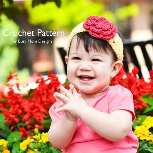 CROCHET HEADBAND PATTERN - "A Touch of Spring" - All sizes: Baby, child, teen, adults - Easy - pdf 303