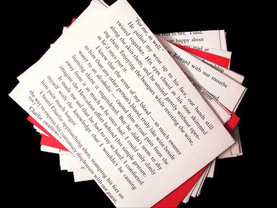 Twilight Stationery, Upcycled Recycled Book Pages, Set of 10