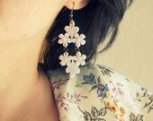 Lace Earrings - Mirror White Flowers
