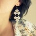 Lace Earrings - Mirror White Flowers