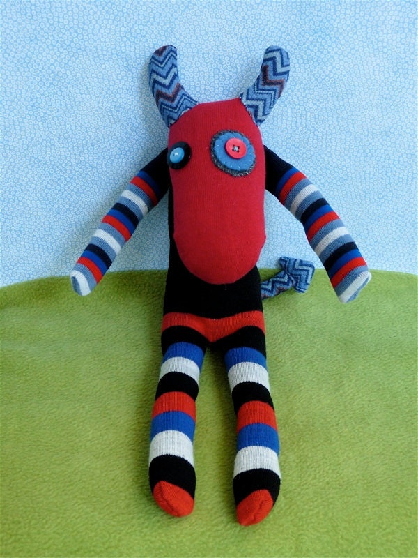 OOAK lucifer handmade recycled devil stuffed animal