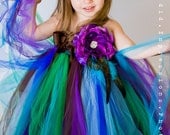 Flower Girl Tutu Dress in Couture Peacock