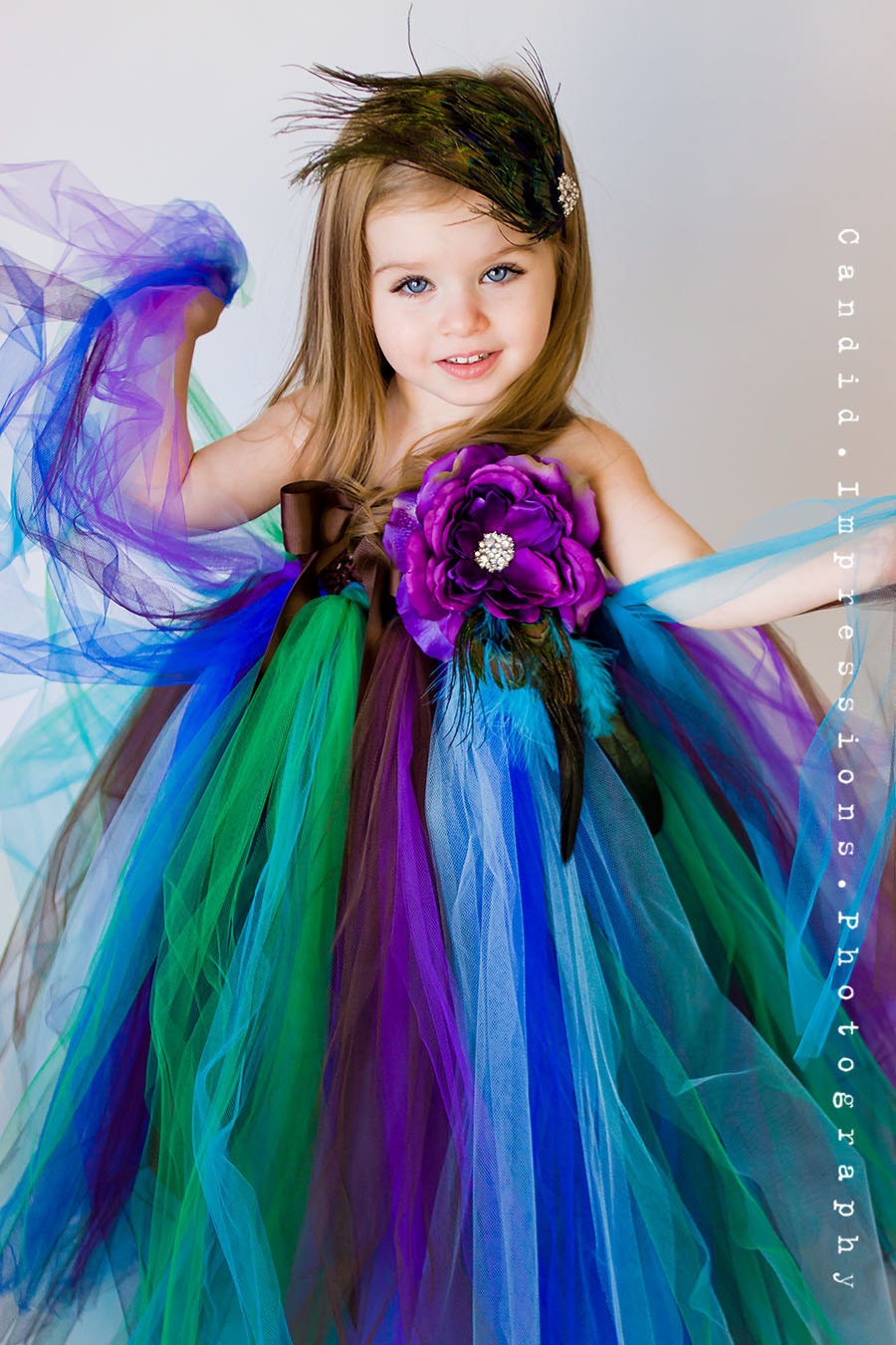 Flower Girl Tutu Dress in Couture Peacock