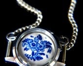 Antique Delft Porcelain Necklace by Award - Winning Fae Factory Steampunk Chic Eco Artist, Dr Franky Dolan  (Original jewelry art)