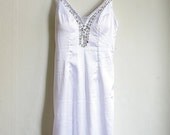 White fitting Bejewelled Dress with Ruffle size Small