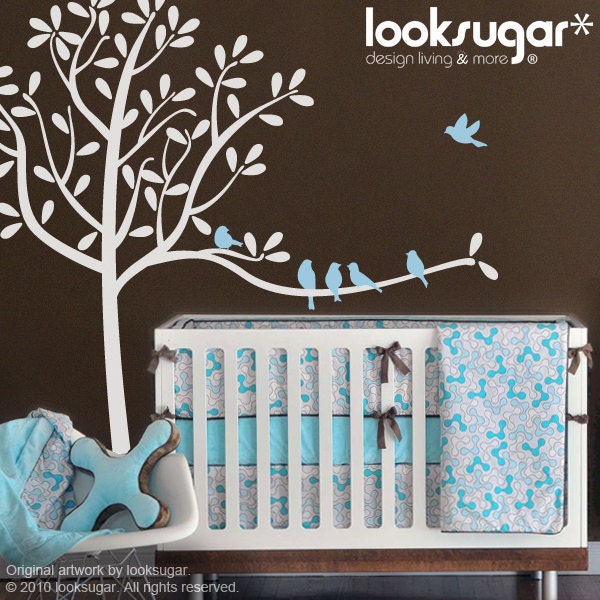 Tree Decal - Bird Tree Wall Decal - Vinyl Wall Stickers - Modern Wall Decal - Children Wall Stickers - Modern Nursery Decor - 0049