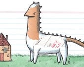 Dinosaur & House - card