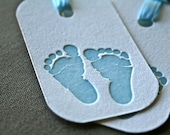 Blue Baby Feet Letterpress Gift Tag Set of 3