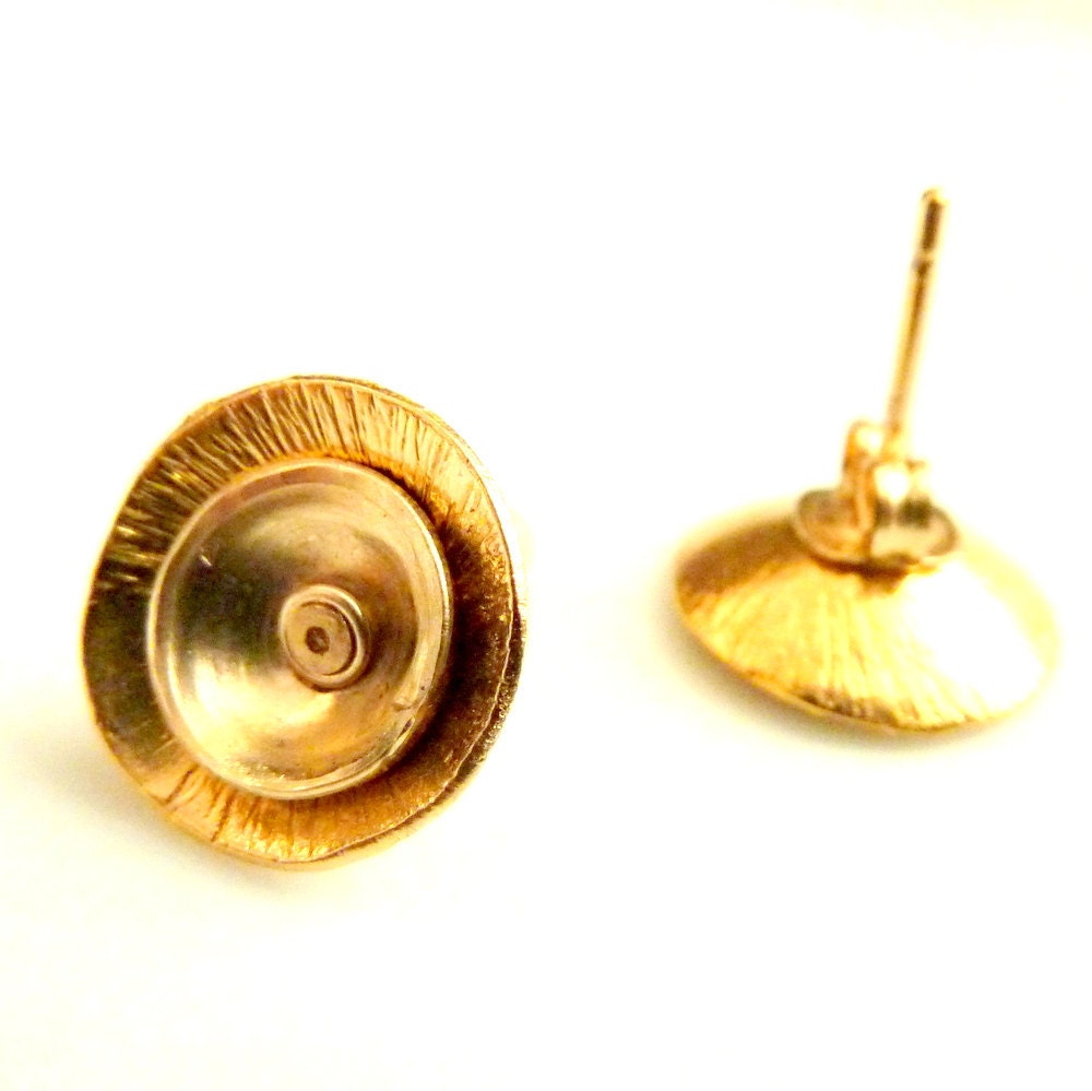 Gold Post Earrings Handmade
