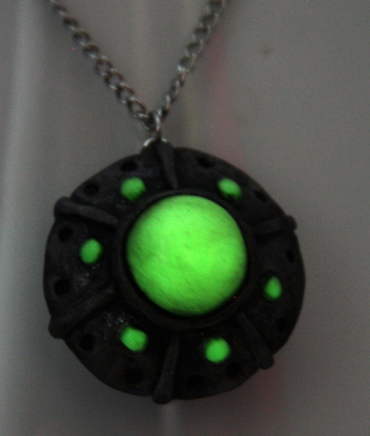 Glow in the Dark UFO, Necklace, Handmade