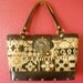 Vintage Enid Collins of Texas Handbag Bucket Purse Brown Black Brass Sun Wood Bottom