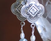 Isabella Aquamarine and Pearl Earrings