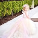 Reserved for Kaley Turner--Lace Flower Girl Dress w Tutu and Detachable Train--Pink Champagne--Perfect for Weddings, Pageants and Portraits