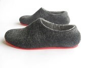 special sale. Mens Contrast Red Sole Felt Wool Shoes Charcoal. Red Non Slip Outdoor Indoor. In Case of Cold Feet. BE ORIGINAL. Made to order