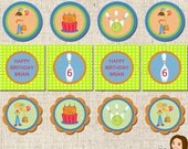 PRINTABLE Boy Bowling Party Circles (Personalized) Il_170x135