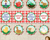 PRINTABLE Boy Barnyard Bash Party Circles (Personalized)