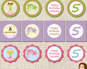 PRINTABLE Girl Gymnast Party Circles (Personalized) Il_170x135