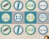 PRINTABLE Personalized Skateboard Party Circles Il_170x135
