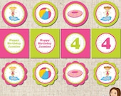 PRINTABLE Personalized Girl Pool Party Circles (Your choice of character) Il_170x135