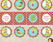 PRINTABLE Girl Waterpark Party Circles (Personalized) Il_170x135