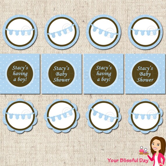 PRINTABLE Baby Boy Onesie Clothesline Party Circles (Personalized) Il_570xn