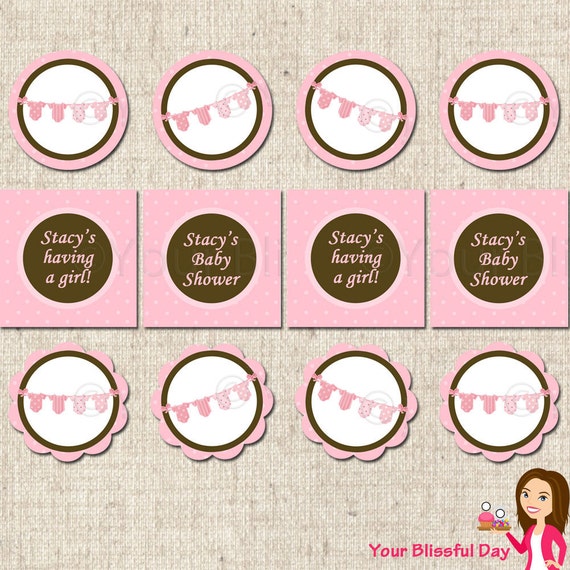 PRINTABLE Baby Girl Onesie Clothesline Party Circles (Personalized) Il_570xn