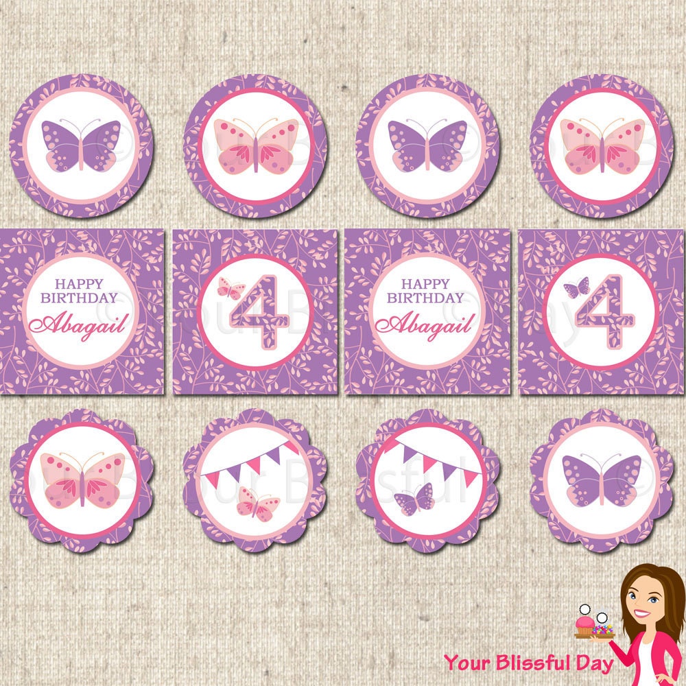 PRINTABLE Enchanted Butterfly Party Circles (Personalized) Il_570xn