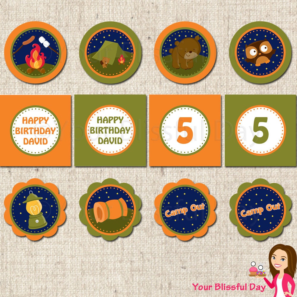 PRINTABLE Boy Camp Out Party Circles (Personalized) Il_570xn