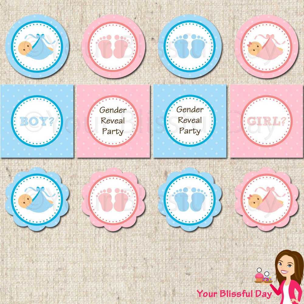 PRINTABLE Gender Reveal Baby Shower Party Circles Il_570xn