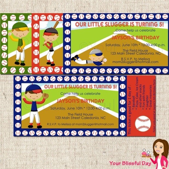 PRINTABLE Boy Baseball Party Ticket Invitations (Character of your choice) Il_570xn