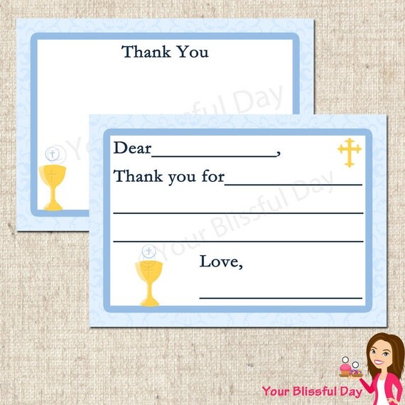 PRINTABLE First Communion Fill-in-the-Blank or Stationery Thank You Cards Il_570xn