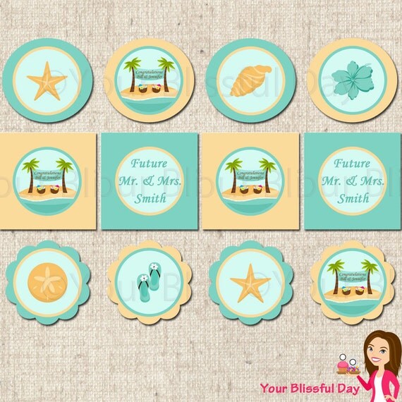 PRINTABLE Beach Couples Wedding Shower Party Circles Il_570xn