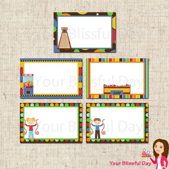 PRINTABLE Arcade Fun Party Label Tents (Boy or Girl) Il_570xn