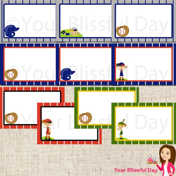 PRINTABLE Girl Softball Party Label Tents Il_570xn