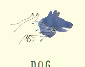 Boys room wall art   print Retro Art - Making a Dog - dorm decor man dudes kids - navy blue - veterinary office