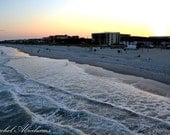 Beach Photography Ocean Wall Art Calming Home Décor Nature Blue Vivid Sunset Print Waves Shore Photo Golden Shoreline 8x12 Photograph