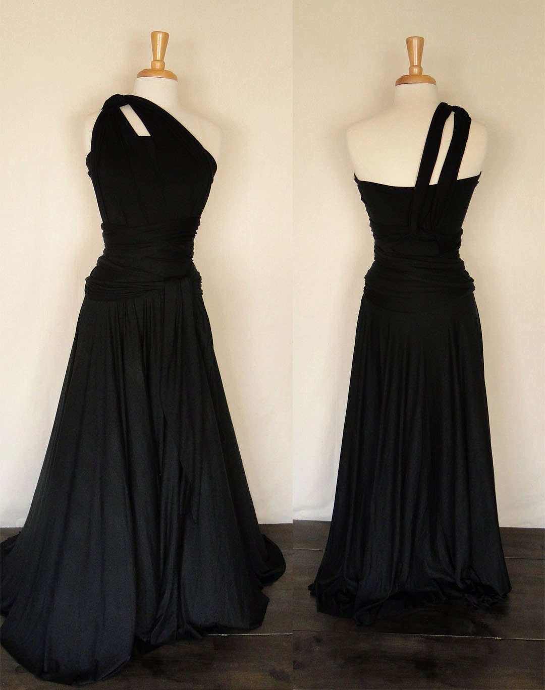 Black Convertible Infinity Dress, Maxi Dress, Floor length in Black
