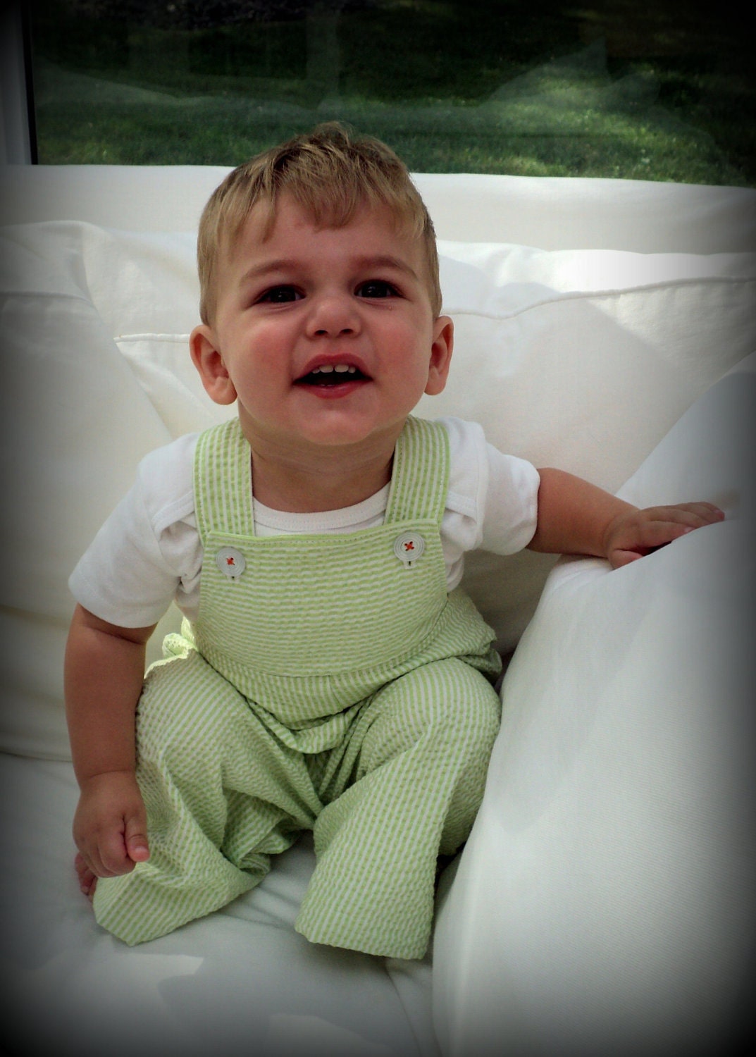 Limeade Green Seersucker Stripe - A Good Day OVERALLs