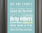 16x20 Practice Kindness Family Rules Subway Art Poster Print Manifesto Scroll Roll // Large Original Modern Typography Decor . Bright Beach