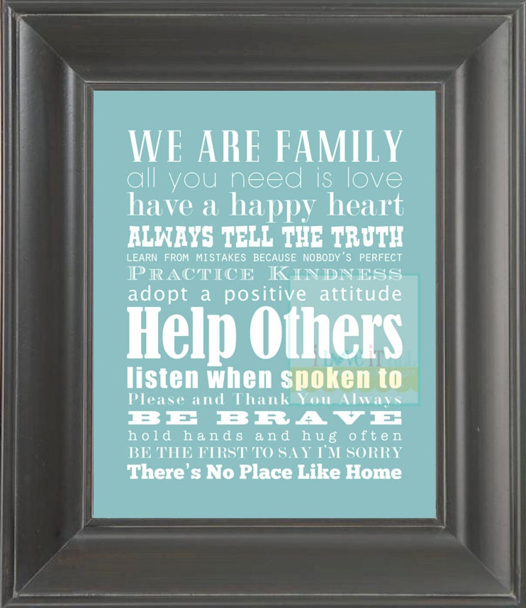 16x20 Practice Kindness Family Rules Subway Art Poster Print Manifesto Scroll Roll // Large Original Modern Typography Decor . Bright Beach