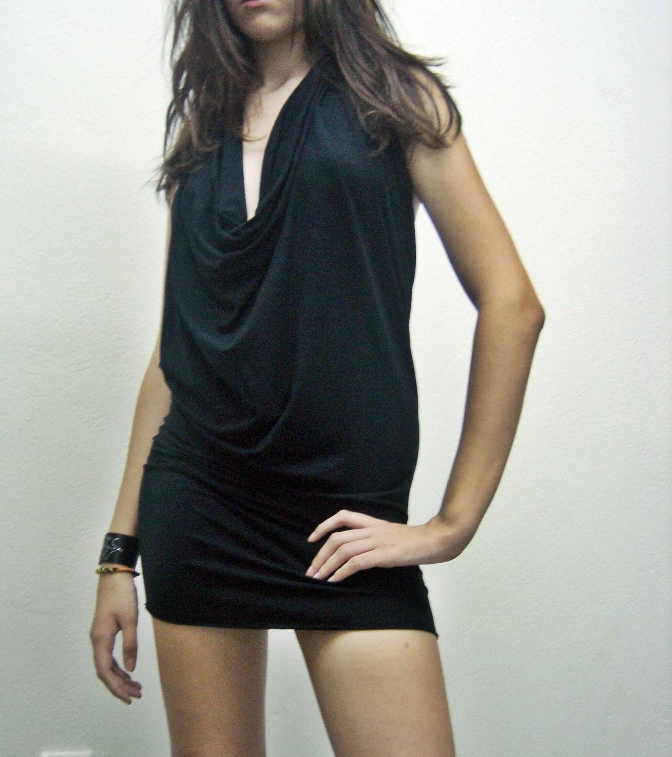 Black mini dress or blouse , made to order top blouse or dress Other colors available